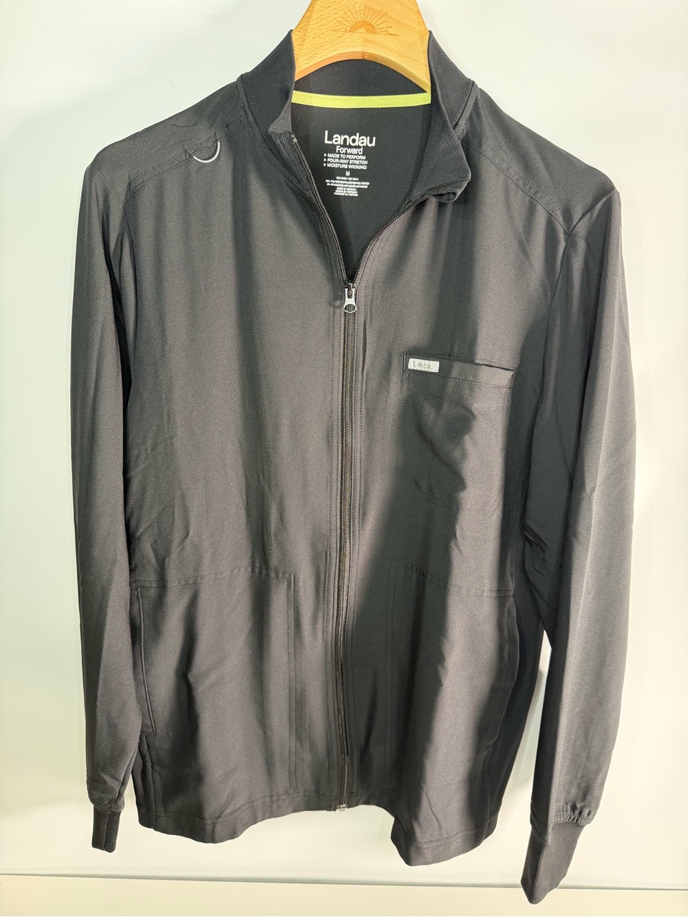 Landau Forward Men’s 3-Pocket Zip-Front Scrub Jacket M Black - Picture 2 of 4
